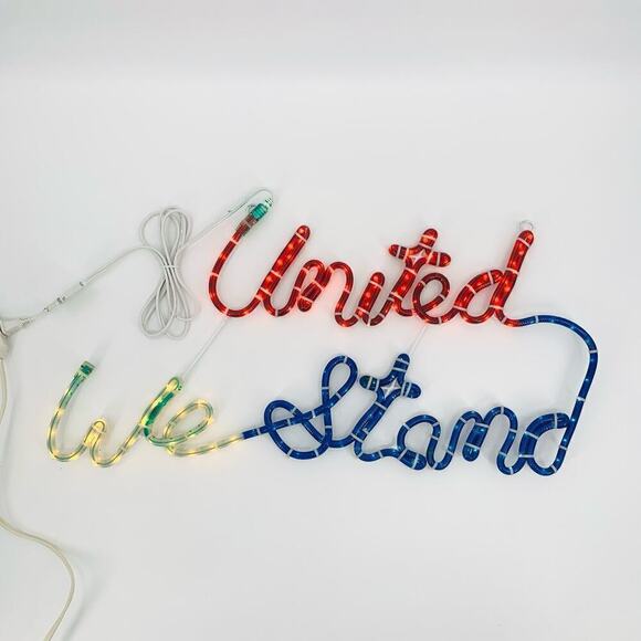 RARE! VTG 2002 Patriotic Rope Light Sculpture “United We Stand” New Open Box - Picture 1 of 13